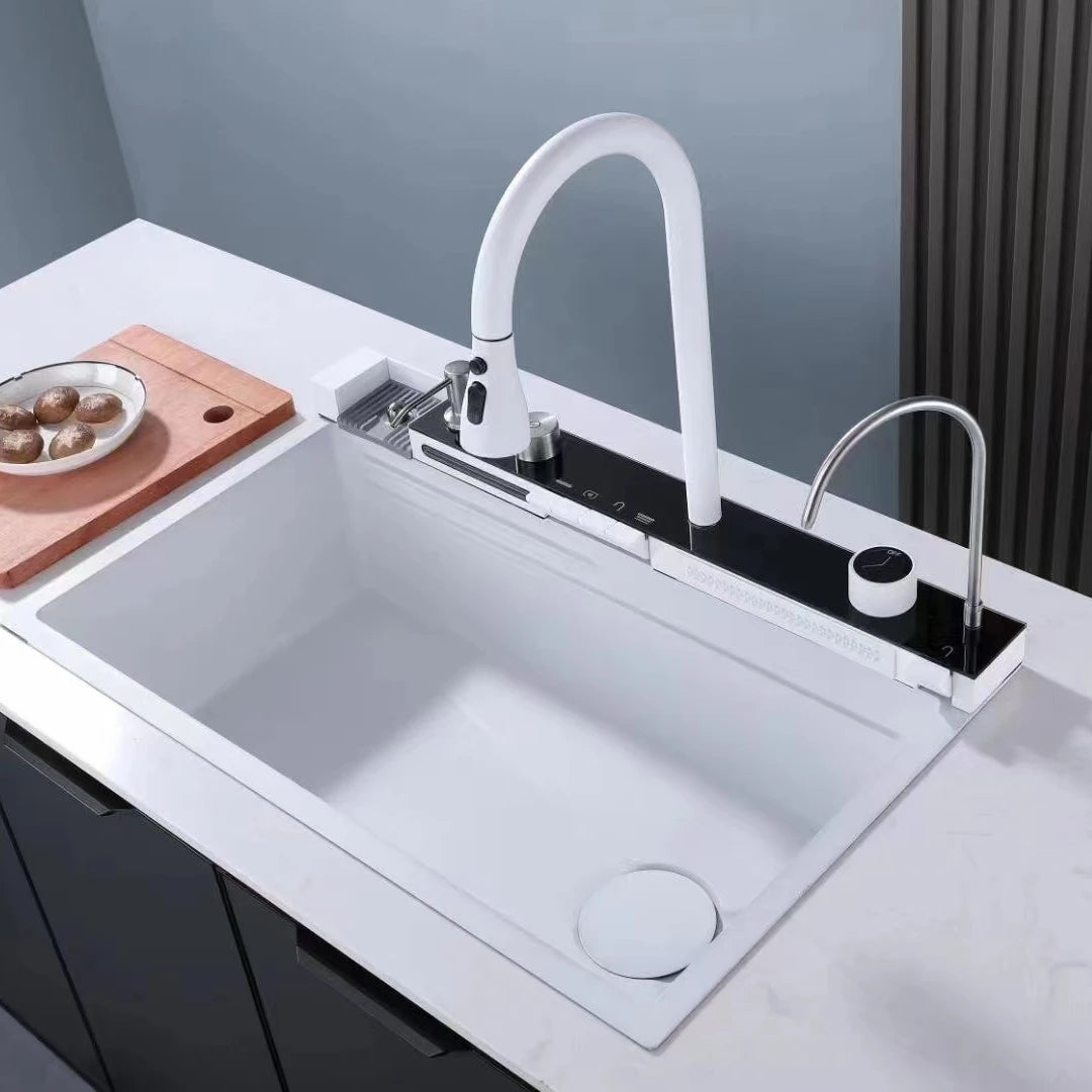 Kitchen Sink Tap White Smartsink Kitchen Smart White Largedeck-mounted Kitchen Faucet for Kitchen Sink 304 Single Bowl Kitchen