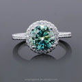 Fine Engagement Wedding Colored Diamond Jewelry Silver 925 Green Moissanite Ring for Women