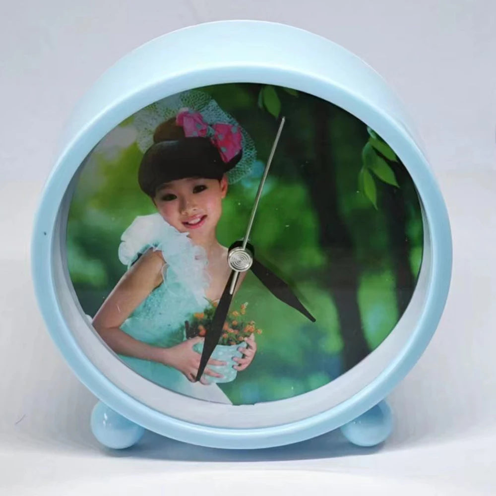 Children Mini Smart Sublimation Travel Alarm Clock Photo Frames  for Kid Birthday Gift/School Use