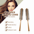 Mini Bristle Hairbrush Ceramic Handle Detangling Straight Curly Hair Styling Rolling Comb for Thin Hair Beard Blow Drying Men
