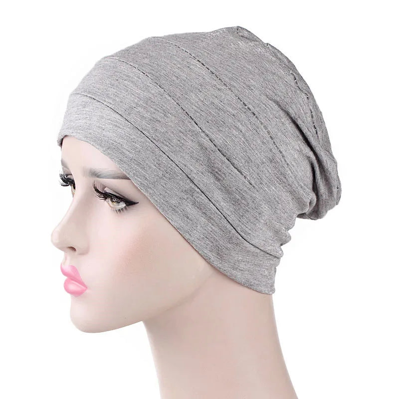 Wholesale Muslim Underscarf Veil Modal Hijab Head Cap Soft Chemo Cap Beanie Turban Hat for Women Headwraps Cancer Hair Loss