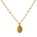 JINYOU 1458 Stone Pendant Flower Pendant Necklace Jewelry 316L Stainless Steel Trendy Gold Necklaces Women