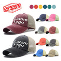 Washed Cotton Vintage Unisex Denim Custom Logo Print Embroidery Fitted Unstructured Sports Baseball Dad Hat Trucker Hats