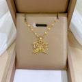 Brilliant Sparkling Rainbow Cubic Zircon Butterfly Necklace Adjustable Stainless Steel Lip Chain CZ Butterfly Pendant Necklace