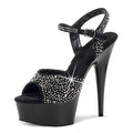 6 Inch Thin Heel Thick Soled Platform Pole Dance High Heels Banquet Party Fashion Leaky Toe Black Buckle Sandals