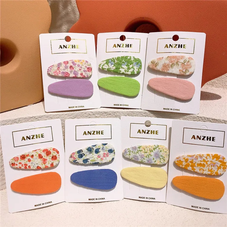 Handmade Fashion Kids Hair Clips Set Custom European Style Flower Fabric for Girls Wholesale