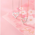 Cubic Zirconia Pendant Necklace Rose Gold Plated Chain 925 Sterling Silver Heart Necklaces Fashion Jewelry for Women