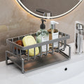 Stainless Steel Kitchen Sink Organizer Drain Tray Bathroom Countertop Caddy with Sponge Holder for Storage Use