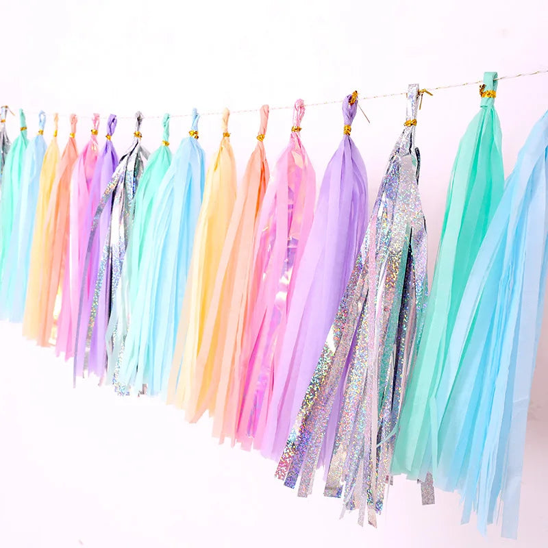 Wholesale Balloon Accessories Silk Rain Curtain Foil Balloon Tassel Foil Fringe for Party Decoration