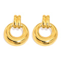2024 Fashion Jewelry Waterproof Non Tarnish18K PVD Gold Plated Geometric Stainless Steel Round Circle Line Hoop Earring