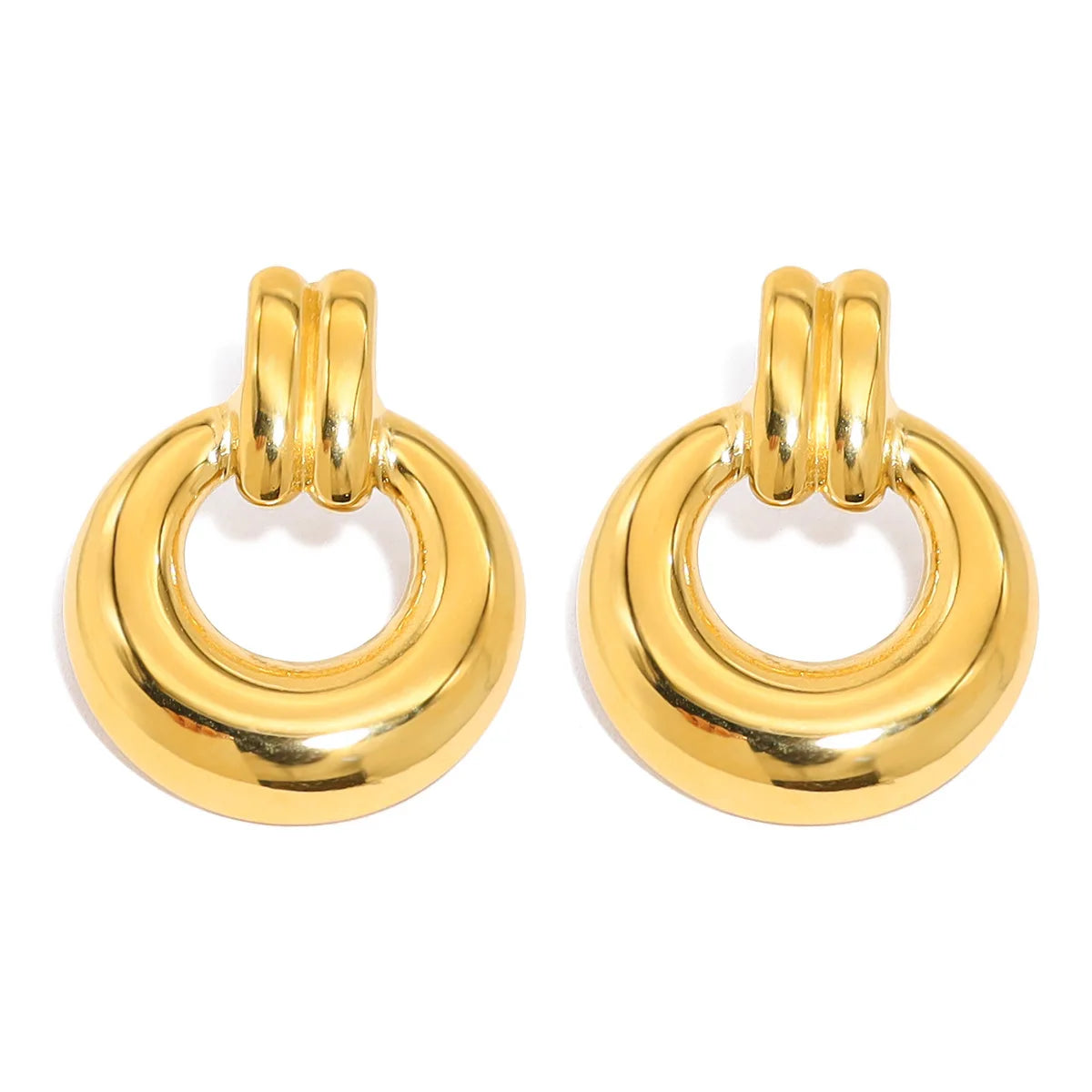 2024 Fashion Jewelry Waterproof Non Tarnish18K PVD Gold Plated Geometric Stainless Steel Round Circle Line Hoop Earring