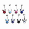 New Design Stainless Steel Rhinestone Double Gem Balls Belly Button Ring Mouse Shape Crystal Belly Stud