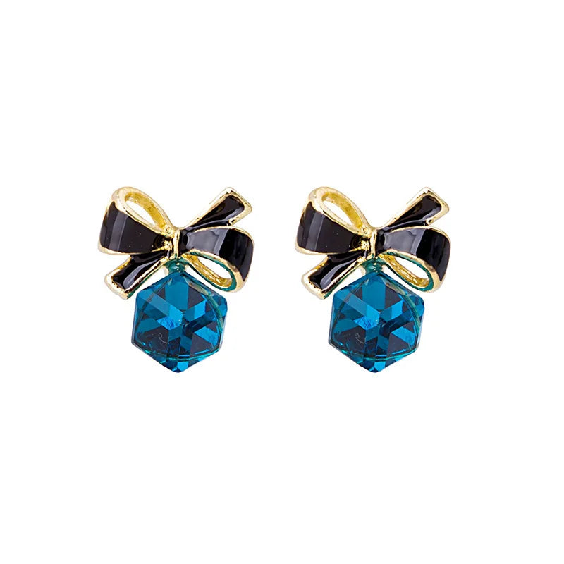 Lovely Bow Cube Crystal Earrings Allergy - Proof Earrings Wholesale  Accessories Sale  Earpiece