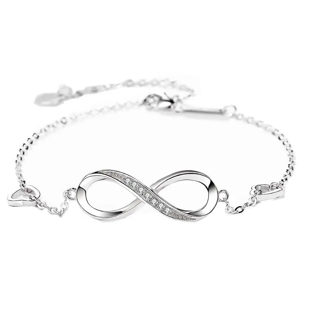 GT07 Adjustable 925 Sterling Silver Christmas Gift 8 Design Fine Jewelry Infinite Love Symbol Charm Infinity Bracelet for Women