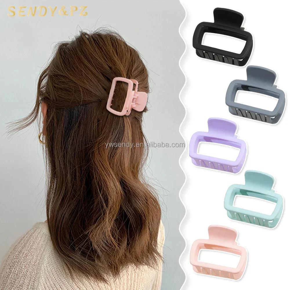 Wholesale Fashion Women Simple Candy Color Plastic Hair Claws Accessories Rectangle Small Clip Hair Headdress