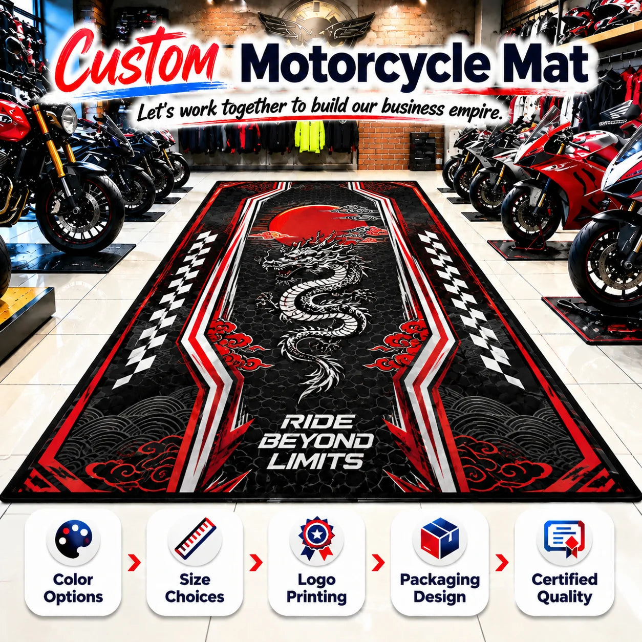 Motorcycle Rubber Mats | Customized Motorcycle Rubber Mat Printed Pit Mat for Motocross Pit Area Repair Work
