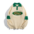 Custom  Young Men Polo Sweaters  Letter Cartoon Pullover Knitwear Cotton Fashion Style Knit Sweater