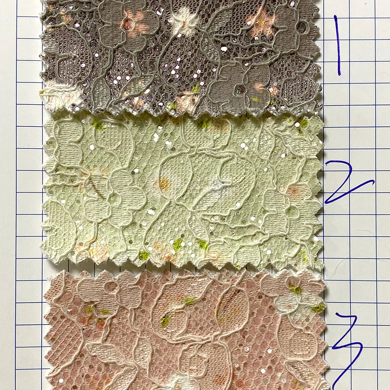 Wholesale Pastel Lace Florals Embroidery Leather Sheet for Making Bag Dress Decorative