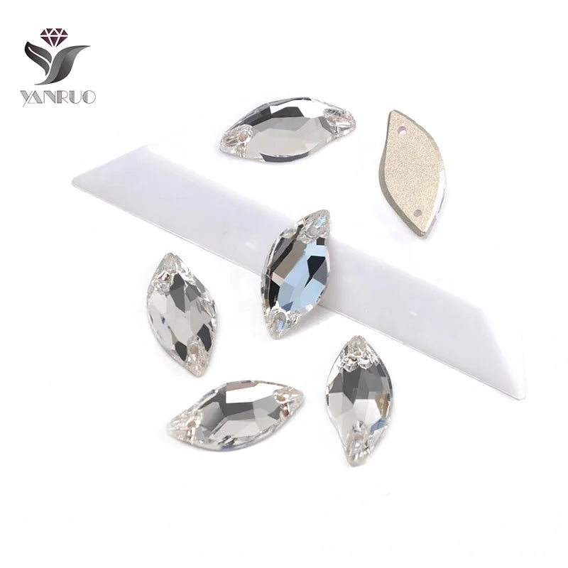 YANRUO 3254 All Sizes Clear Sew on Rhinestone Embroidery Strass  Glass Flat Back Crystal Rhinestones for Dress