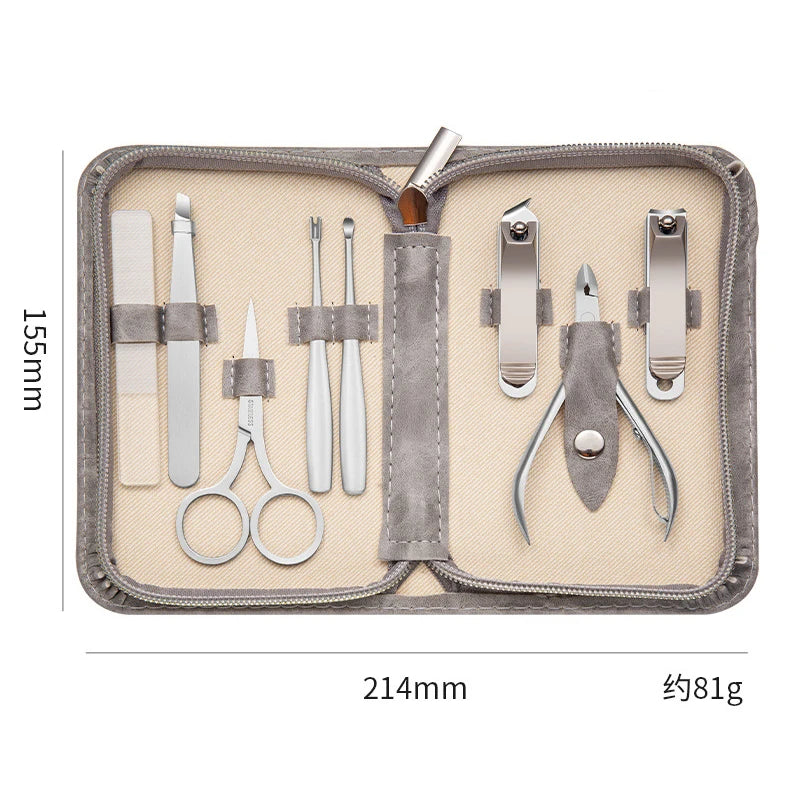 Wholesale Support Customized Logo Nail Tools Gift Set 8Pieces/Set Stainless Steel Nail Clippers Manicure Pedicure Set