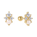 Nagosa New Arrival 925 Sterling Silver 18k Gold Vermeil Cubic Zirconia Pearl Ballbell Earrings