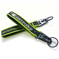 Custom Designs Black Plating Metal Key Ring Climbing Hook Woven Lanyard Ribbon Carabiner Wrist Keychain