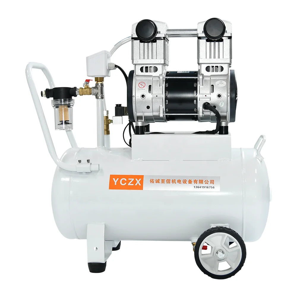 High Pressure 200L/min -91KPa 220V 1000W AC Twin-Stage Piston Vacuum Pump Set Oil-Free 40L Air Storage Tank Custom ODM Support
