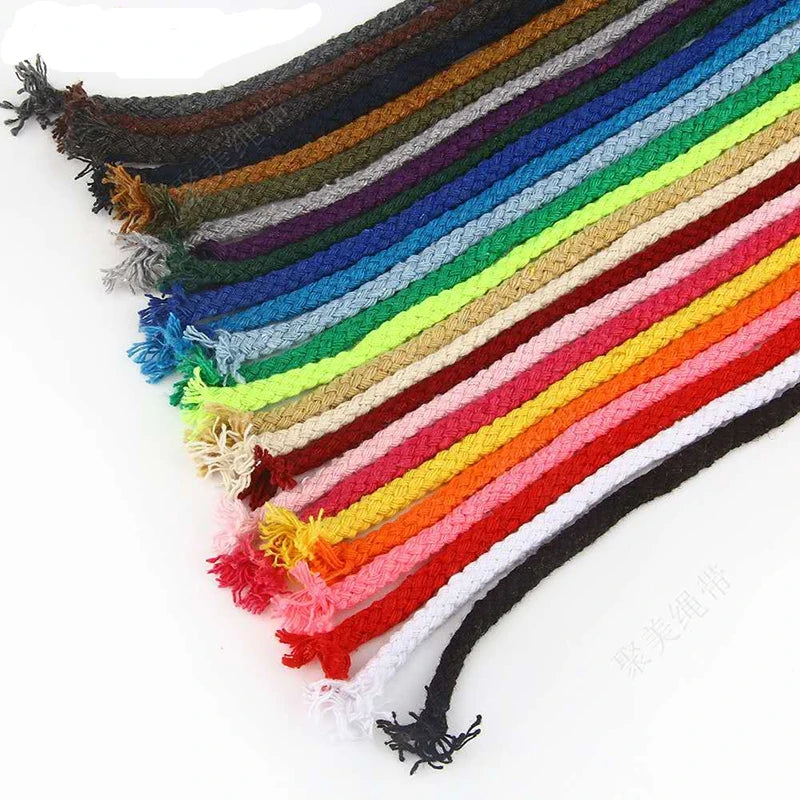 Hot Sell 5mm 6mm 8mm Multiple Color Hollow Braided Cotton Cord Rope for Decoration