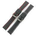 Wholesale Customize Luxury Red White Thread Waterproof Silicone Watch Strap Cheap Black Watchbands Rubber With PVD Black Buckle