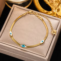 Nabest 18K Gold Plated Turkish Bracelet Evil Eyes Charm Jewelry Women Stainless Steel Snake Chain Bracelets
