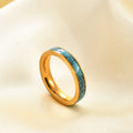Fashion 18K Gold Plated Ring 4mm Stainless Steel Valentine's Day Gift Turquoise Rings Jewelry for Couples