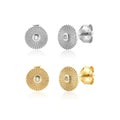 FUAMAY Aretes De Plata 925 Silver Round Shape Studs Earrings Solitaire Bohemia Sun Earrings