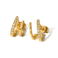 High Quality Custom Jewelry Super Shining Double Layer CZ Crystal Ear Cuff Stud Earrings for Girls No Fading Hypoallergenic