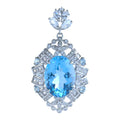 Factory Wholesale Rhodium Plated 925 Sterling Silver Oval Cut Natural Sky Blue Topaz Pendant for Women Gift Party Wear
