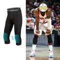 3/4 Padded Compression Pants Men Capri Leggings with Knee Pads Basketball Padded Tights for Adult Youth