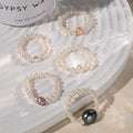 Nagosa Jewelry Wholesale Custom champagne Purple White Freshwater Pearl Elasticity Adjustable Ring