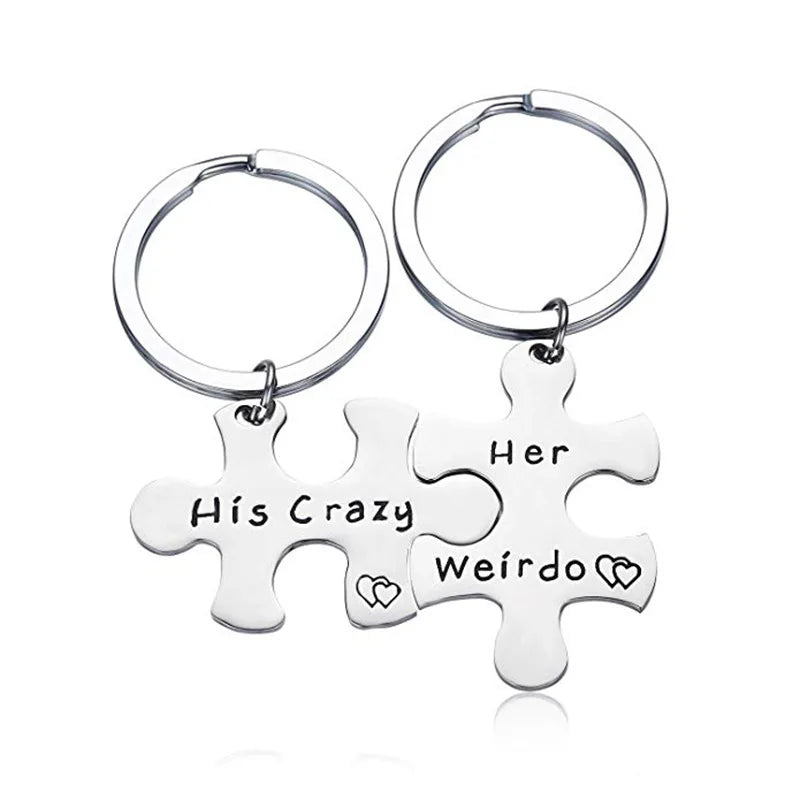 Discount Hand Polish Stainless Steel Holder Split Key Ring Accessories Puzzle Keychain for Lovers