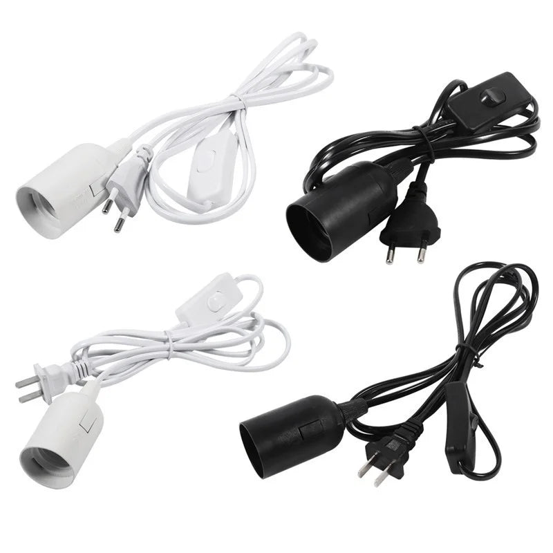 E27 Lamp Power Cord Extension Cable US/EU Plug With Switch Wire for Pendant LED Bulb Hang Lamp Suspension Socket Holder