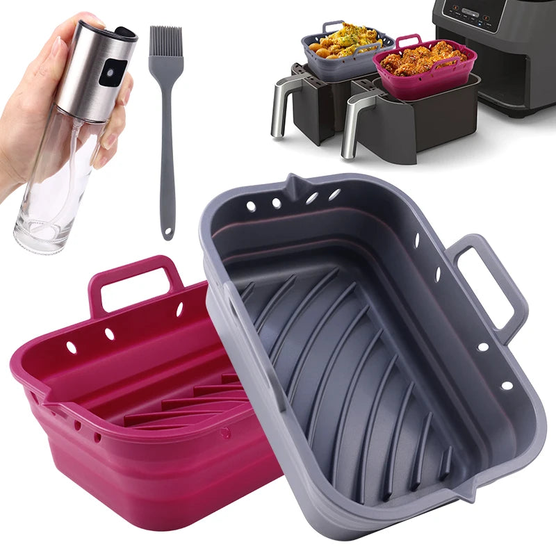Eco-friendly Non stick BPA Free Rectangle air fryer liners siliconeCollapsible silicone air fryer liners bundles