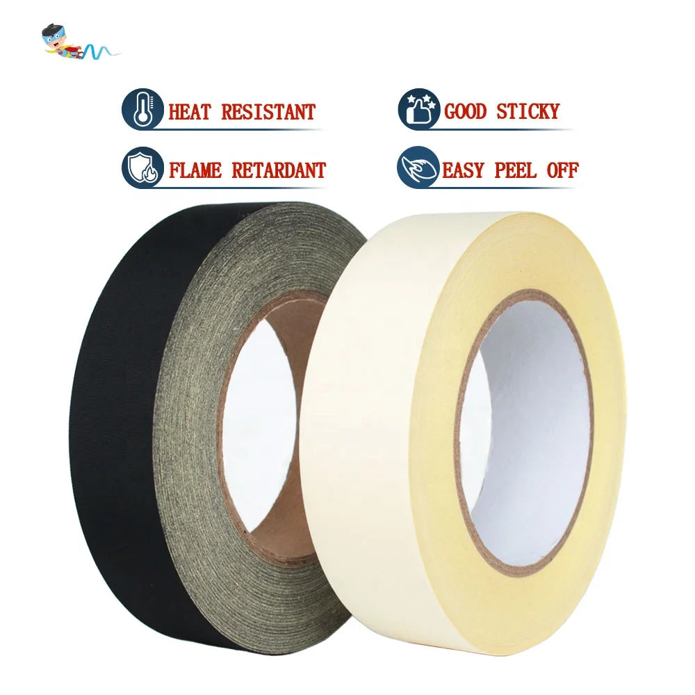2- Flame Retardant Electrical Insulation Black and White Color Acetate Cloth Self Adhesive Tape