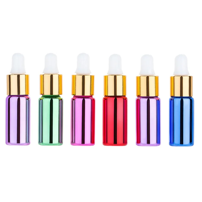 Hot Sale UV Coated Shiny Color Empty Essential Oil Skincare Serum Containers 5ml Glass Small Bottle with Dropper