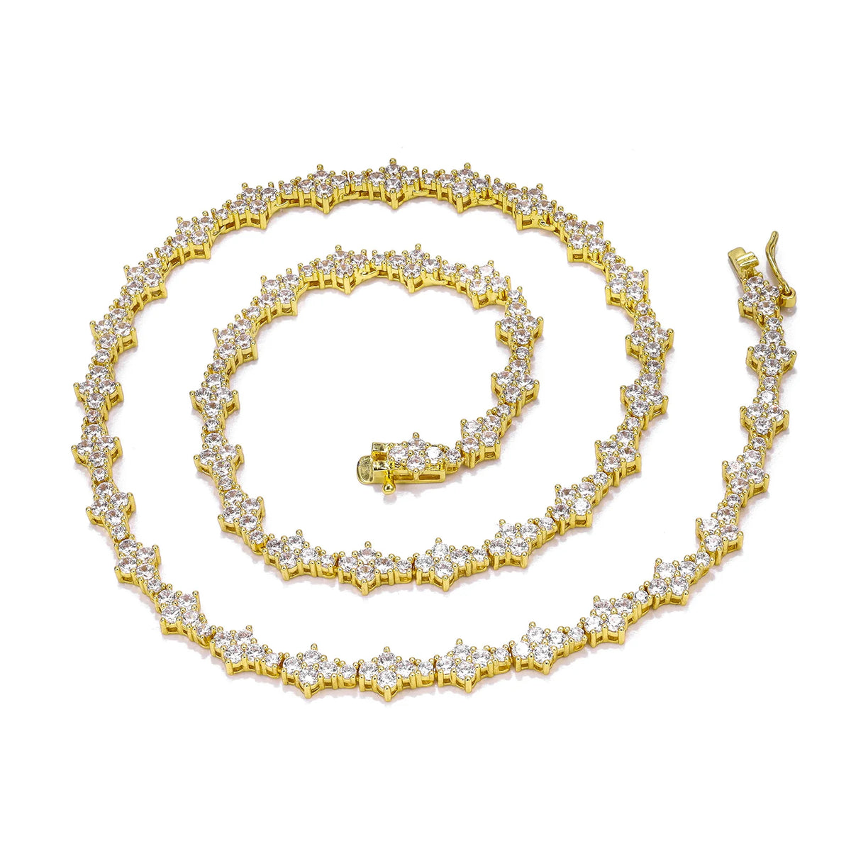 Sleek 3mm Tennis Chain Honey Necklace: Top Icy Brass Jewelry with Honeycomb Design 18K Gold Plated and CZ Accents MegaBDM