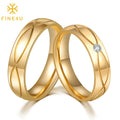 Dainty Fashion Stainless Steel Valentine Day Jewelry Cubic Zirconia Engagement Wedding Couple Ring Set for Lovers