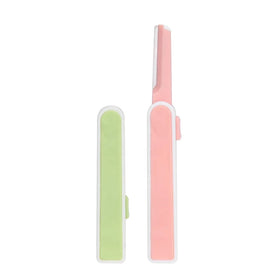 Women's Mini Size Retractable Stainless Steel Eyebrow Trimmer Facial Hair Remover with Shaving Mode Pink/Green Pointed Blade