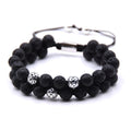 New Fashion Natural Lava Stone Bracelet Braided Alloy Charm Vintage Gemstone Yoga Cord Friendship Bracelet Men Women JBS11359
