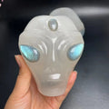 Natural Crystal Quartz Hand Carved Selenite alien Skulls with Labradorite Eyes Carvings Crystal Crafts