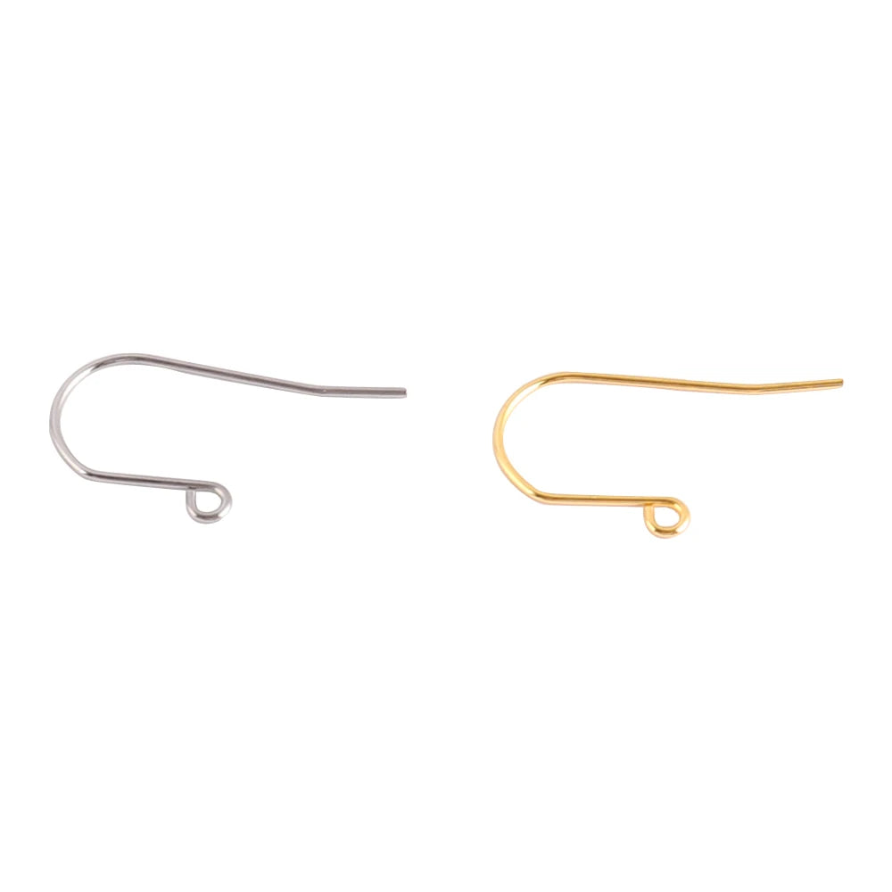 50pcs/lot 14K Gold Plated Stainless Steel Earring Hooks Findings Hypoallergenic Earrings Clasp Wire Supplies Diy Jewelry Making
