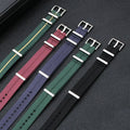 Luxury Single Pass Custom Engraved Emboss Stripe Fabric Watch Bracelet 18mm 20mm 22mm Solid Color Seatbelt Nylon Strap