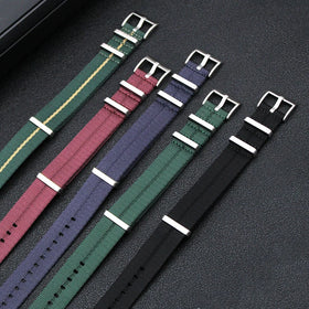 Luxury Single Pass Custom Engraved Emboss Stripe Fabric Watch Bracelet 18mm 20mm 22mm Solid Color Seatbelt Nylon Strap