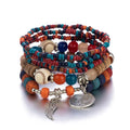 Bohemian Charm Wing Eiffel Tower Rice Bead Multi Layer Boho Bracelet Set Jewelry for Women